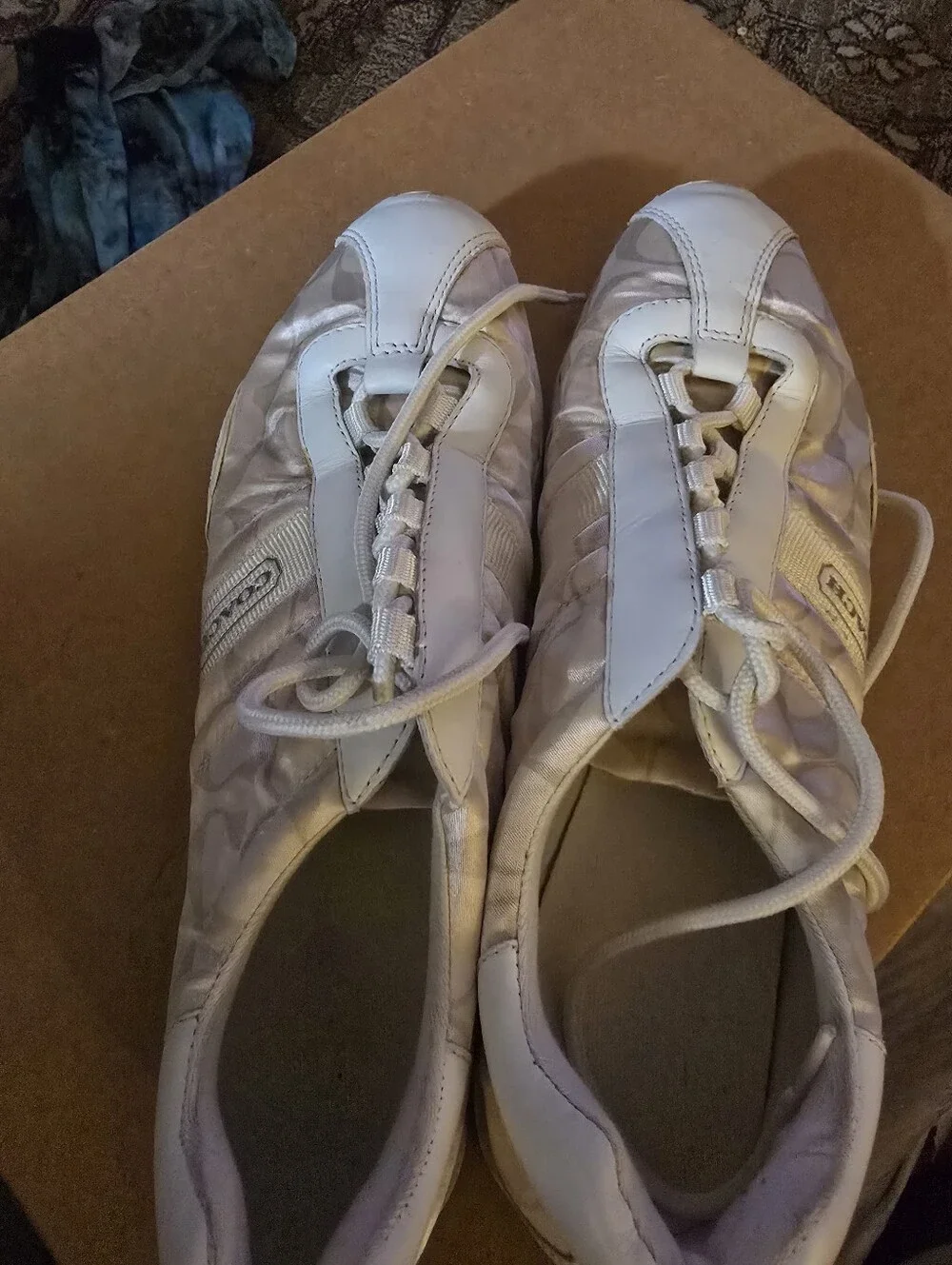 Coach Women's Size 10B Gold And White Signature Kirby Canvas Tennis Shoes!